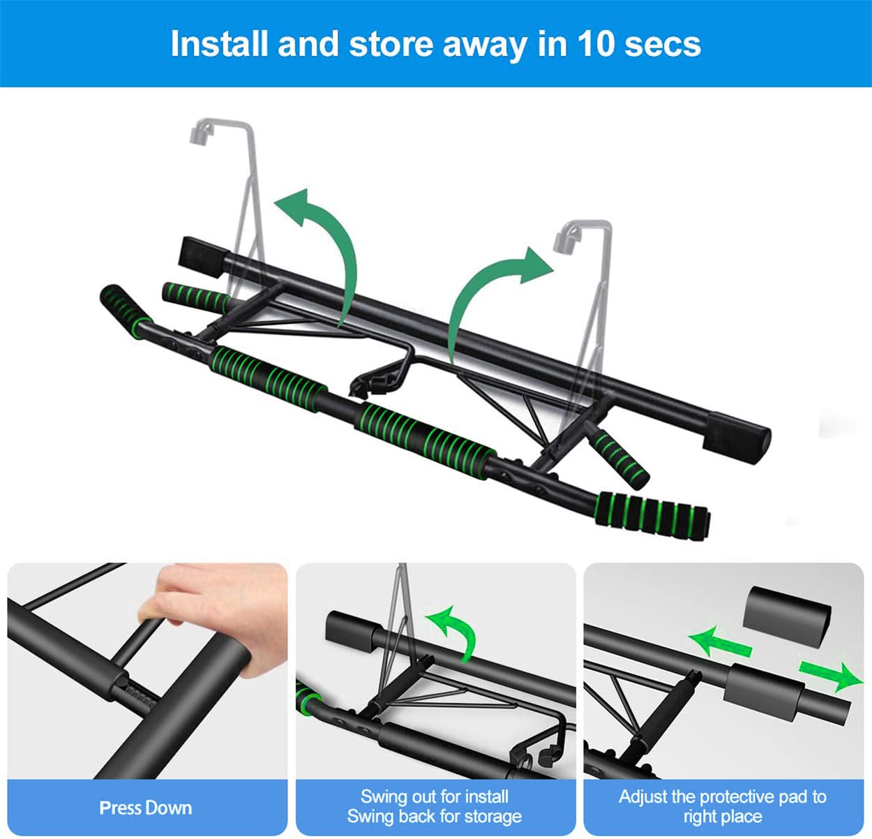Doorway Pull Up Bar – Foldable Home Gym Chin-Up Bar, 500lbs