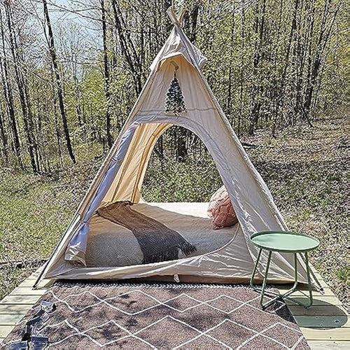 2-Person Cotton Canvas Pyramid Teepee Camping Tent