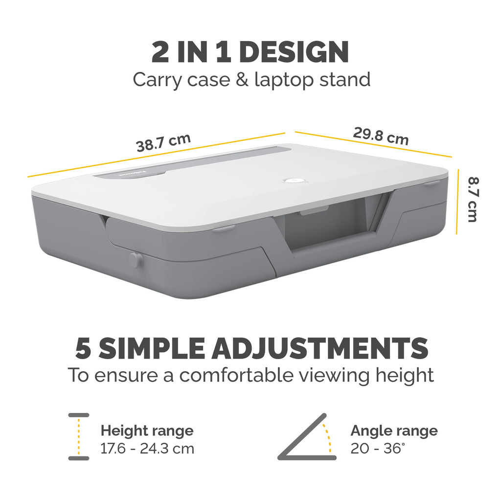 Fellowes Breyta 2-in-1 Laptop Stand & Carry Case - 5 Heights - White