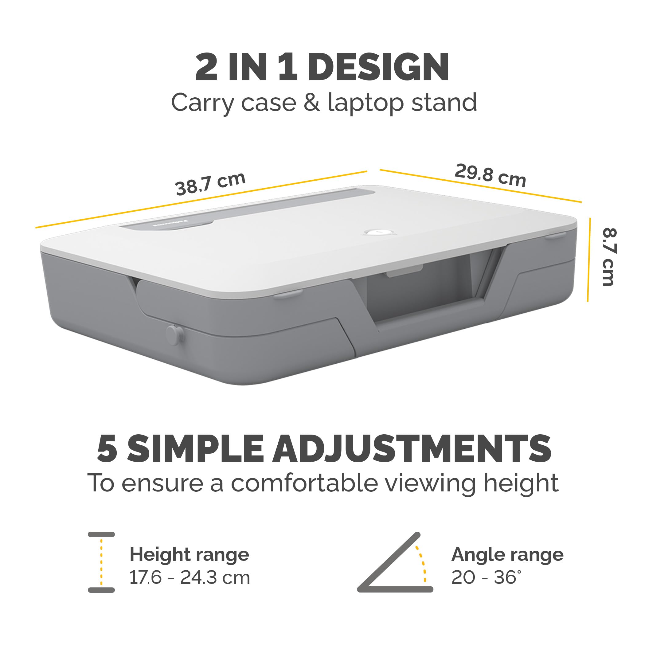 Fellowes Breyta 2-in-1 Laptop Stand & Carry Case - 5 Heights - White
