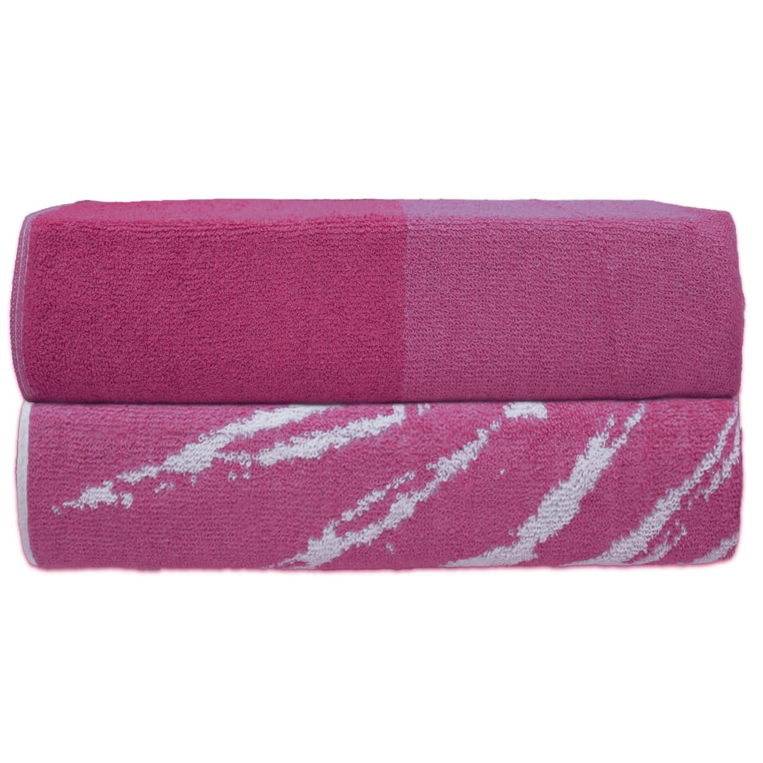 SweetNeedle Cotton Beach Towels - Pack of 2 Oversized Pink Palm