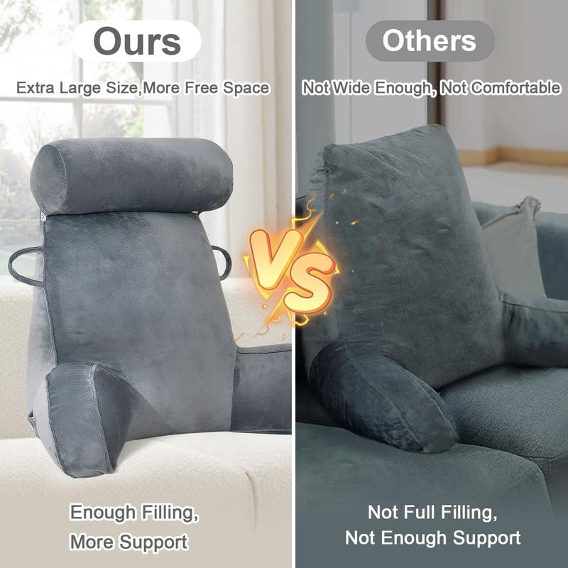 Mingfuxin Reading Pillow | Velvet Bed Backrest with Neck and Arm Support