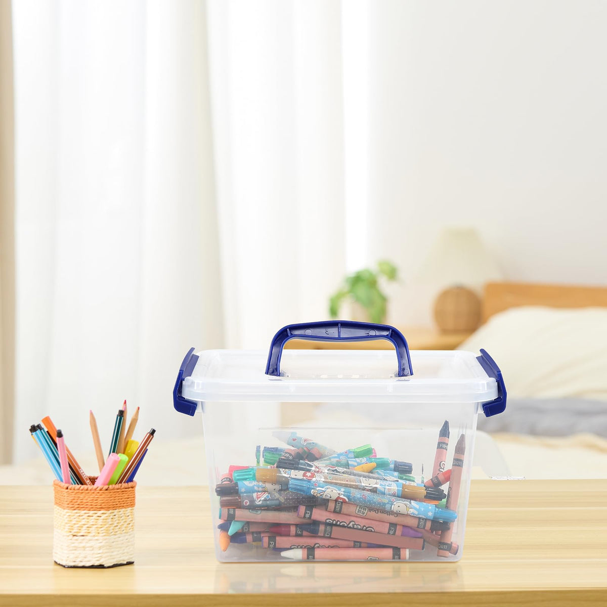 Hayixia 6 Pack 3 Litre Clear Storage Boxes with Lids, Small Plastic Organiser Container Box - image 3