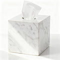 Jolof Store White Marble Tissue Box Holder – Square Cube Cover