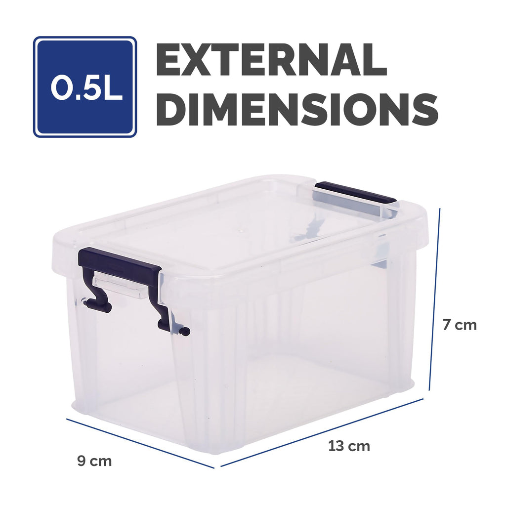 Bankers Box Storage Box 0.5L 10 Pack - BPA-Free, Stackable Plastic Organizer with Clip-Lock Lid