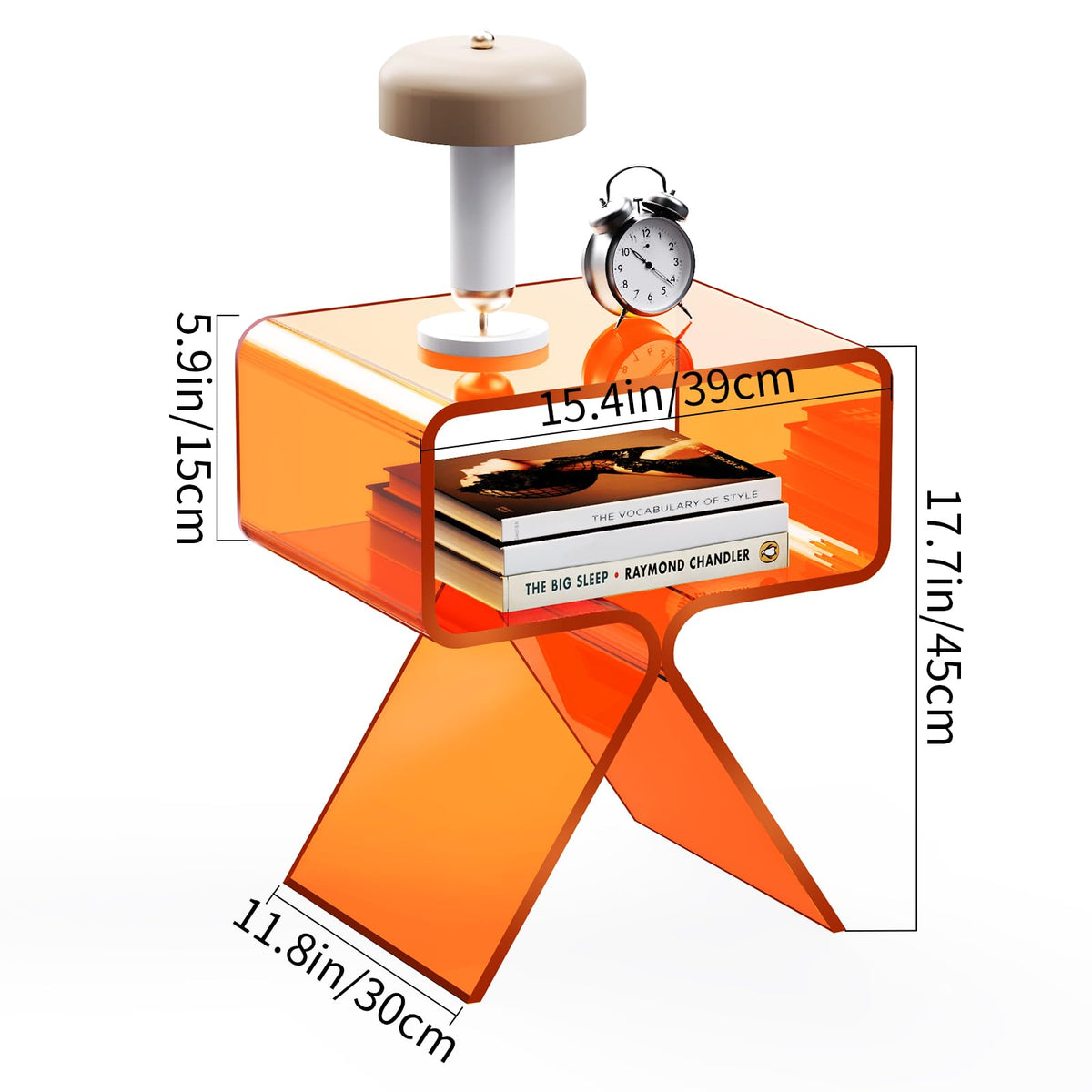 solaround Acrylic Side Table, No Assembly, 39 x 30 x 45 cm, Orange - image 3