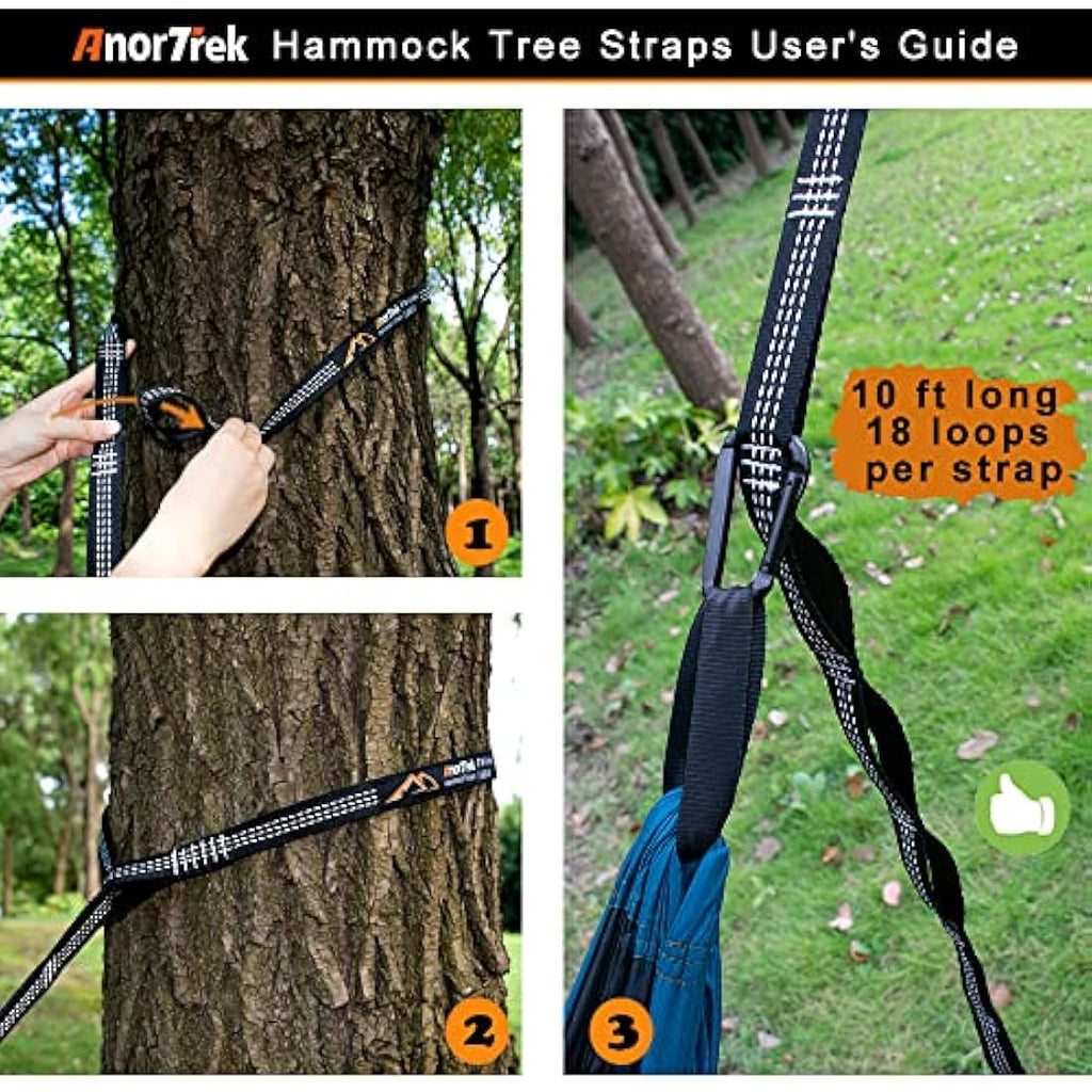 AnorTrek Double Camping Hammock with Mosquito Net & Rain Fly – Green
