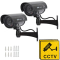 TIMESETL 2-Pack Dummy Security Camera | Waterproof Bullet with LED