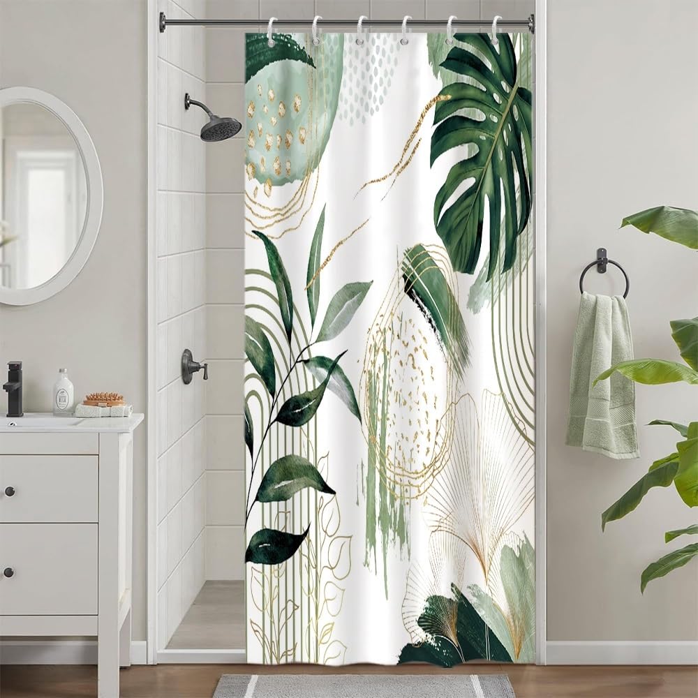 Uiiooazy Anti-Mould Shower Curtain | Tropical Palm Leaves Polyester 90x180cm