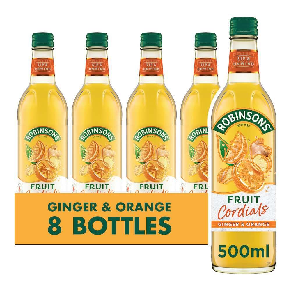 Robinsons Ginger and Orange Fruit Cordial - 500ml (Pack of 8)