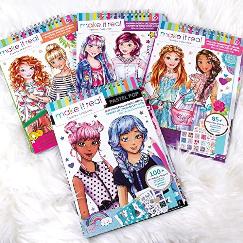 Make It Real Pastel Pop Fashion Design Sketchbook and Coloring Kit