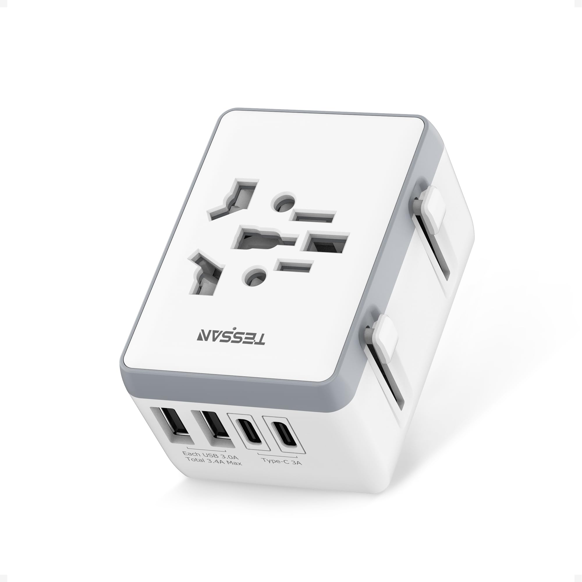 TESSAN Universal Travel Adapter - Worldwide Plug with 2 USB-C & 2 USB-A