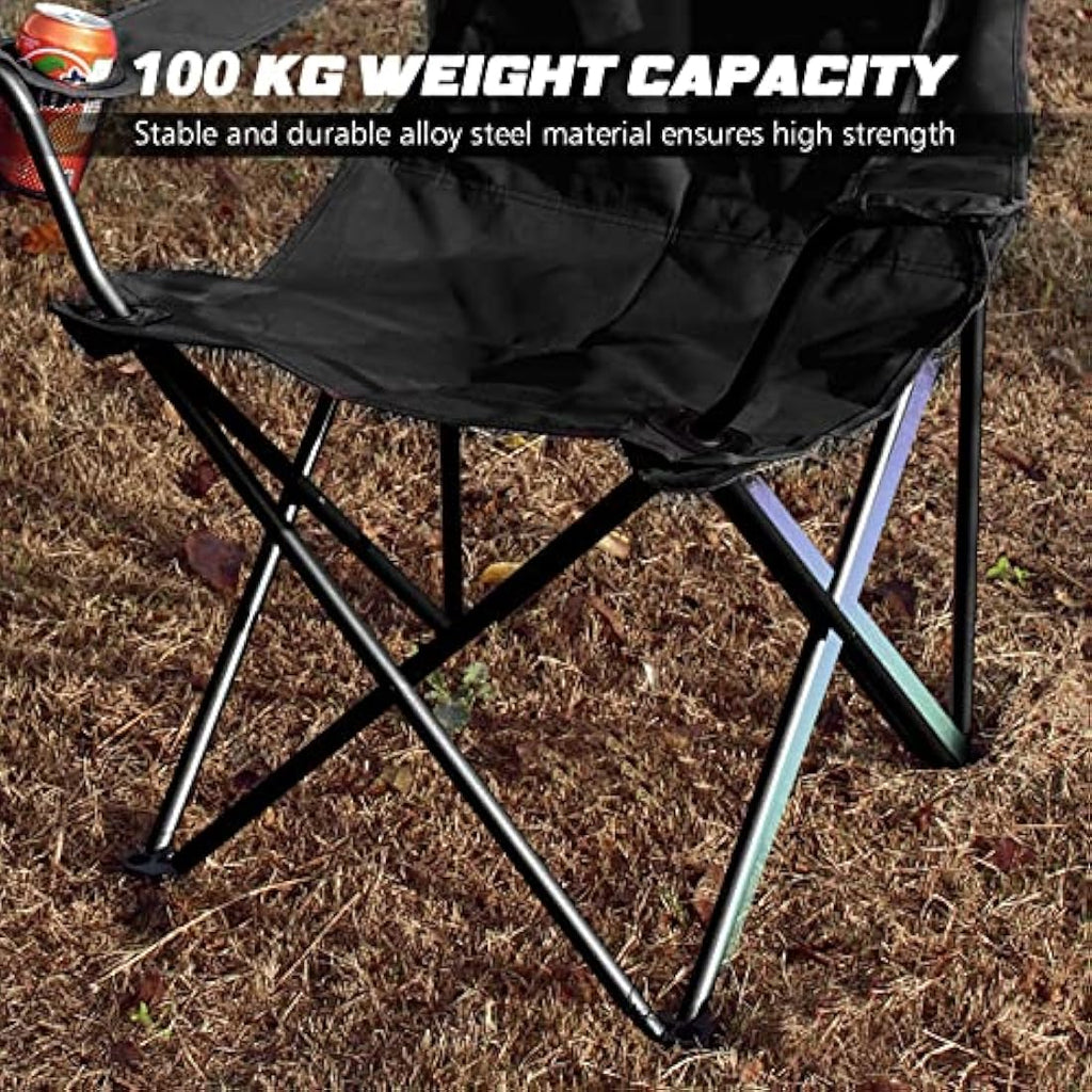 ACTIVE FOREVER Folding Camping Chairs Set of 2 | Portable Black Beach Chairs