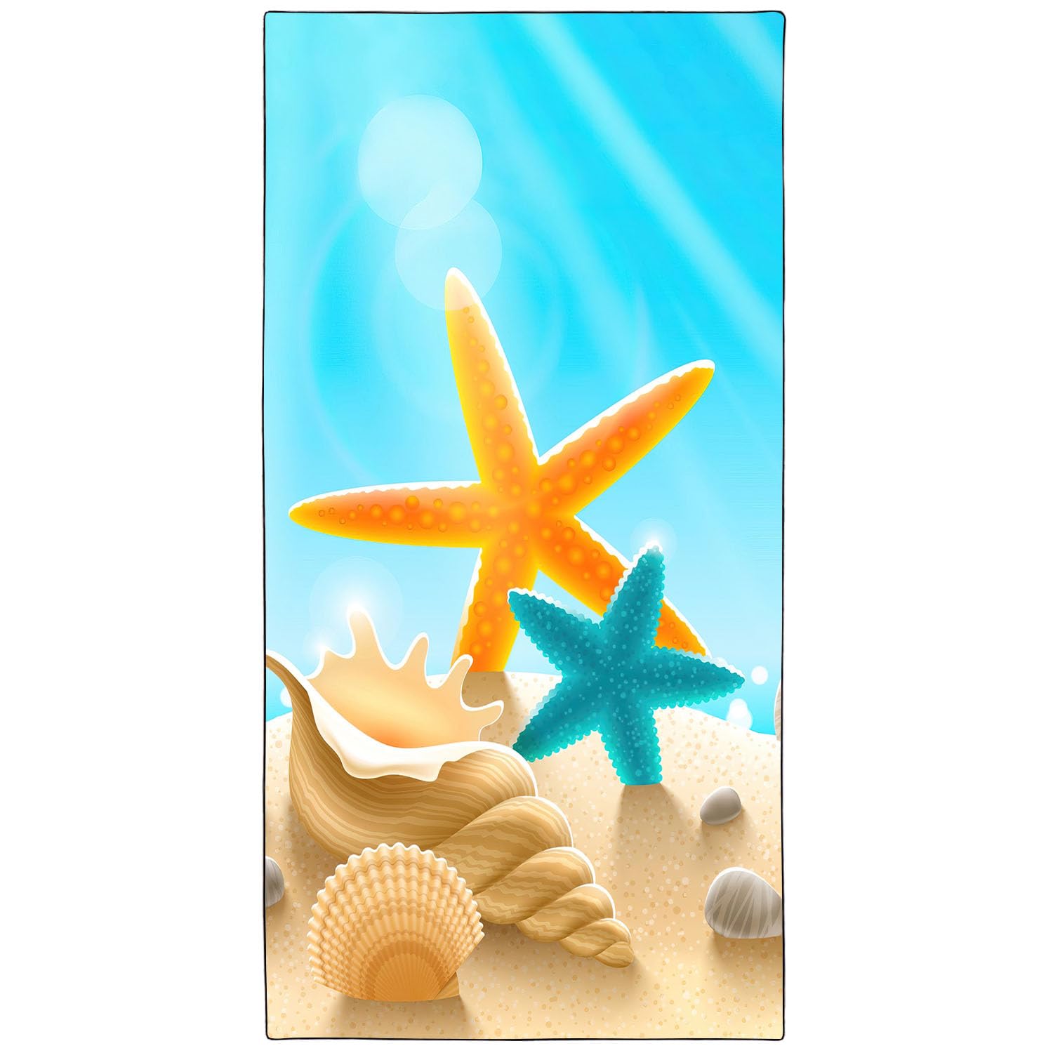YISUMEI Shells & Starfish Microfibre Beach Towel – Quick Dry & Sand Proof