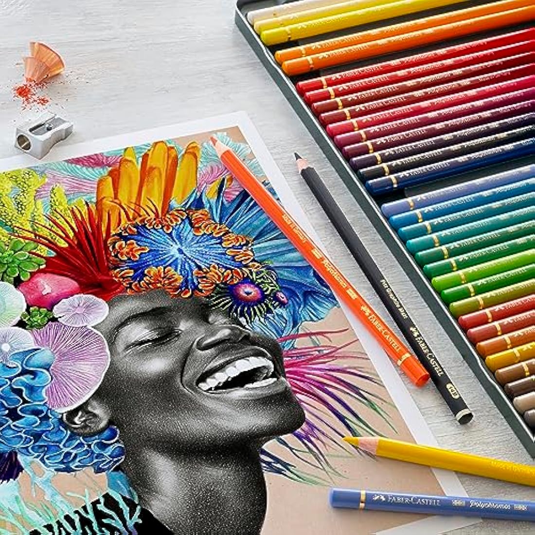 Faber-Castell Polychromos Pencils Tin of 36 & A4 Sketch Pad Art Set
