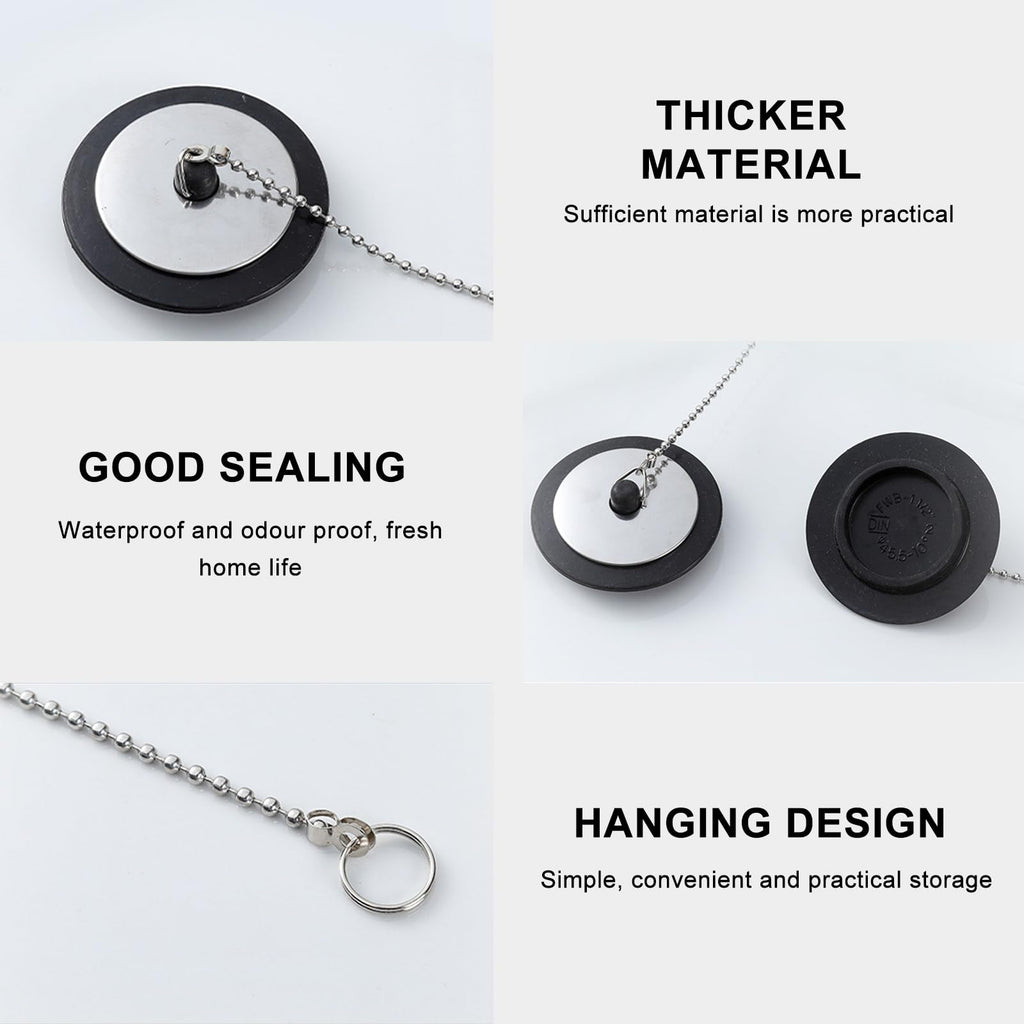 Universal bath plug with Stainless Steel Chain, bath plug replacement, Drain Stopper for Bathroom and Kitchen, bath plug and chain - image 3