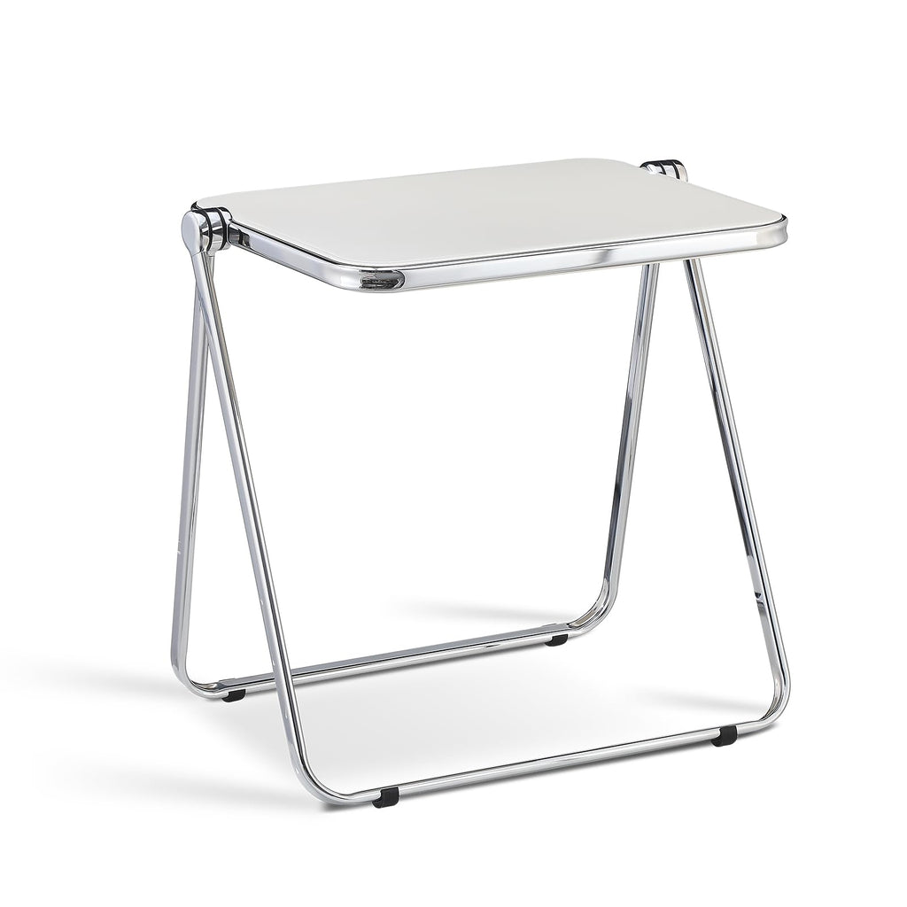 TAO ONE Acrylic Folding Table - Modern TV Tray Dinner Table - Small Folding Table Foldable Computer Desks Space-Saving with Chrome Frame No Assembly