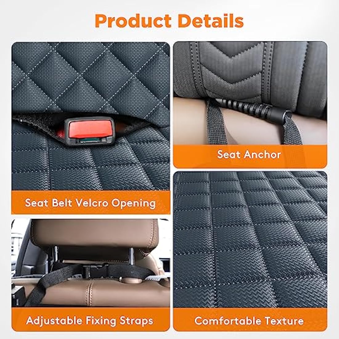 JOEJOY Dog Car Seat Cover – Waterproof 4-in-1 Back Seat Protector