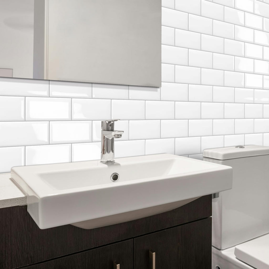DEWOO White Subway Peel and Stick Wall Tiles – 10-Sheet Adhesive Backsplash