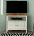 Hallowood Furniture Clifton Oak Painted Green Off White Corner TV Unit