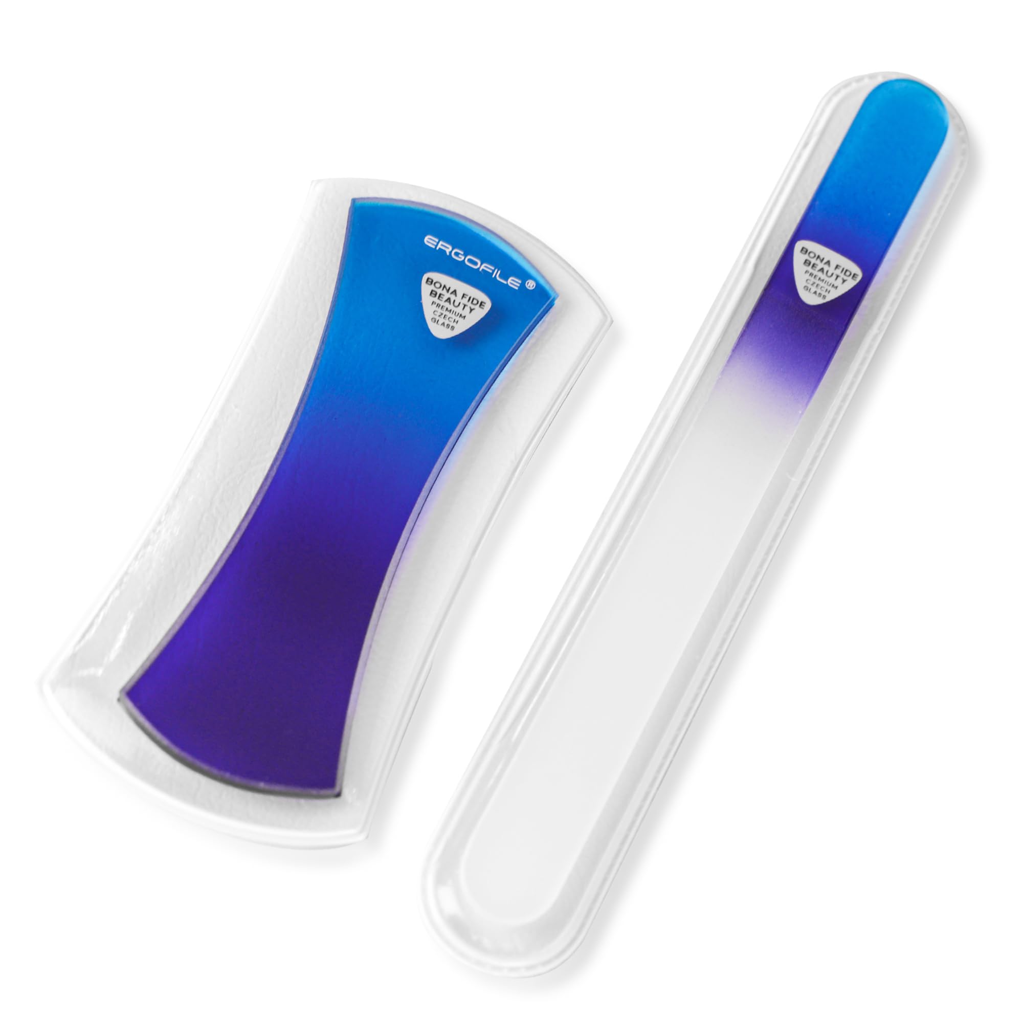 Bona Fide Beauty 2-Piece Czech Glass Nail File Set – Ergonomic Blue Crystal