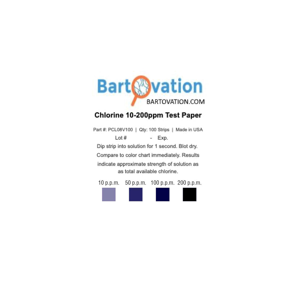 Chlorine Sanitizer Test Strips 10-200 ppm | 600 Count Pack