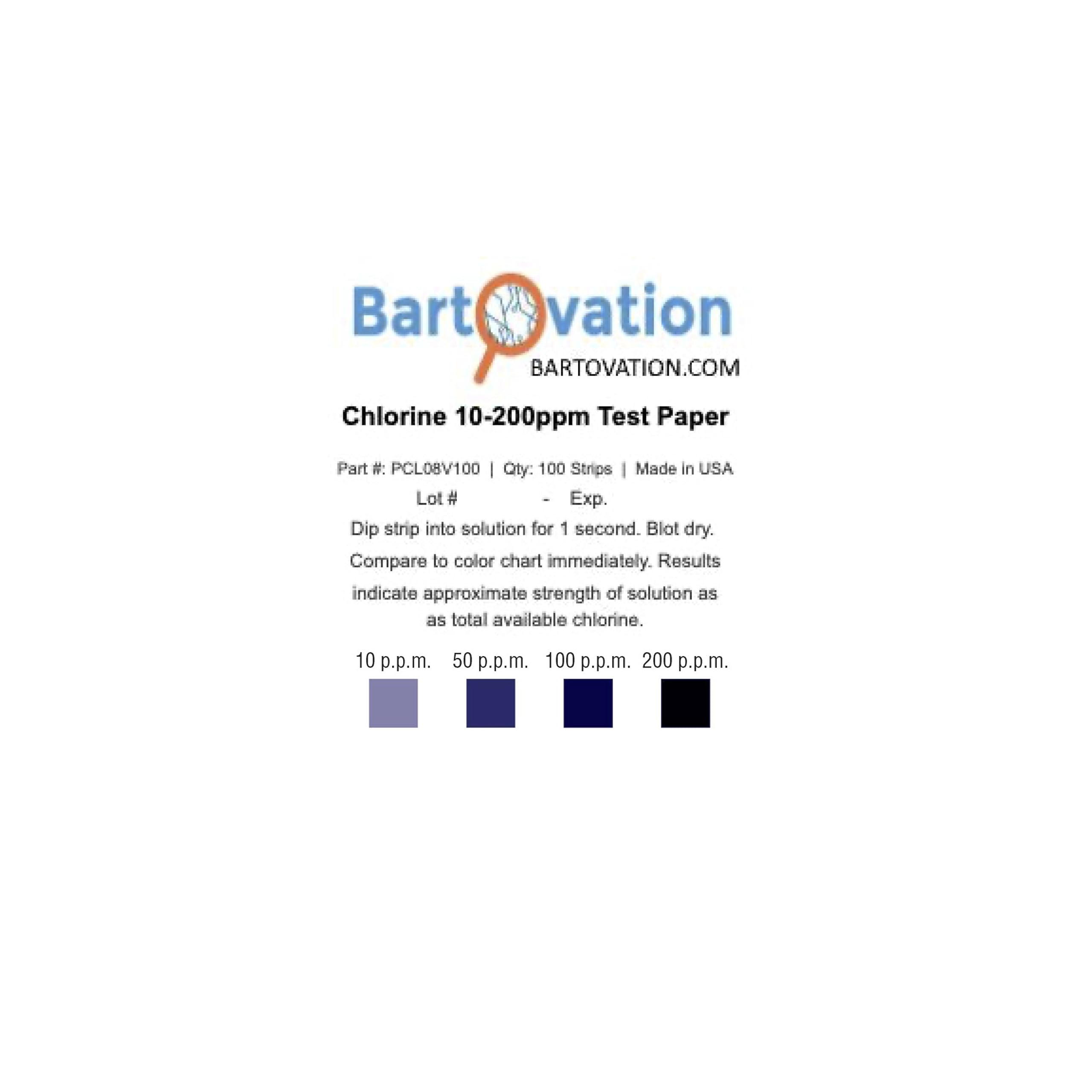 Chlorine Sanitizer Test Strips 10-200 ppm | 600 Count Pack