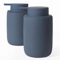 Autumnlife 2-Pack Ceramic Soap Dispenser Set | Matte Blue with Labels