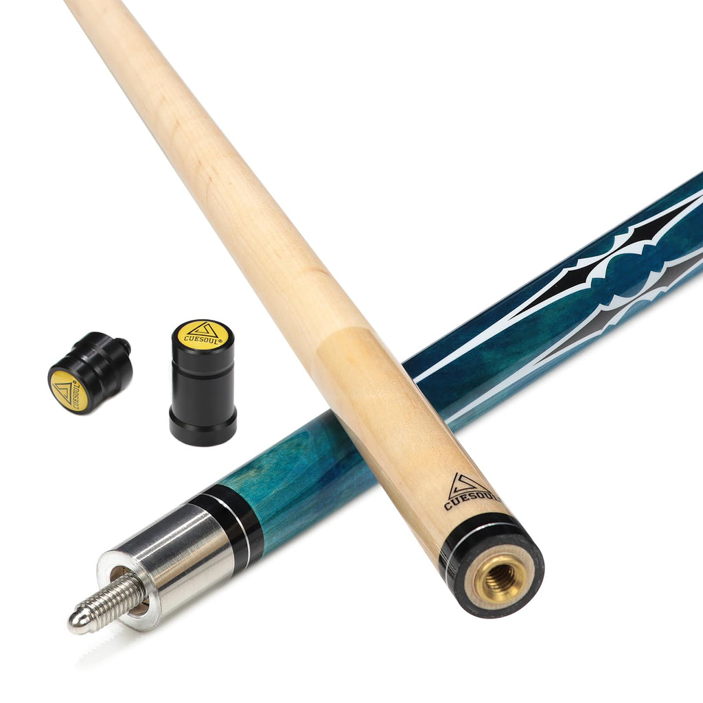 CUESOUL 58 Inch Maple Billiard Pool Cue - 19 Oz 1/2 Jointed Stick