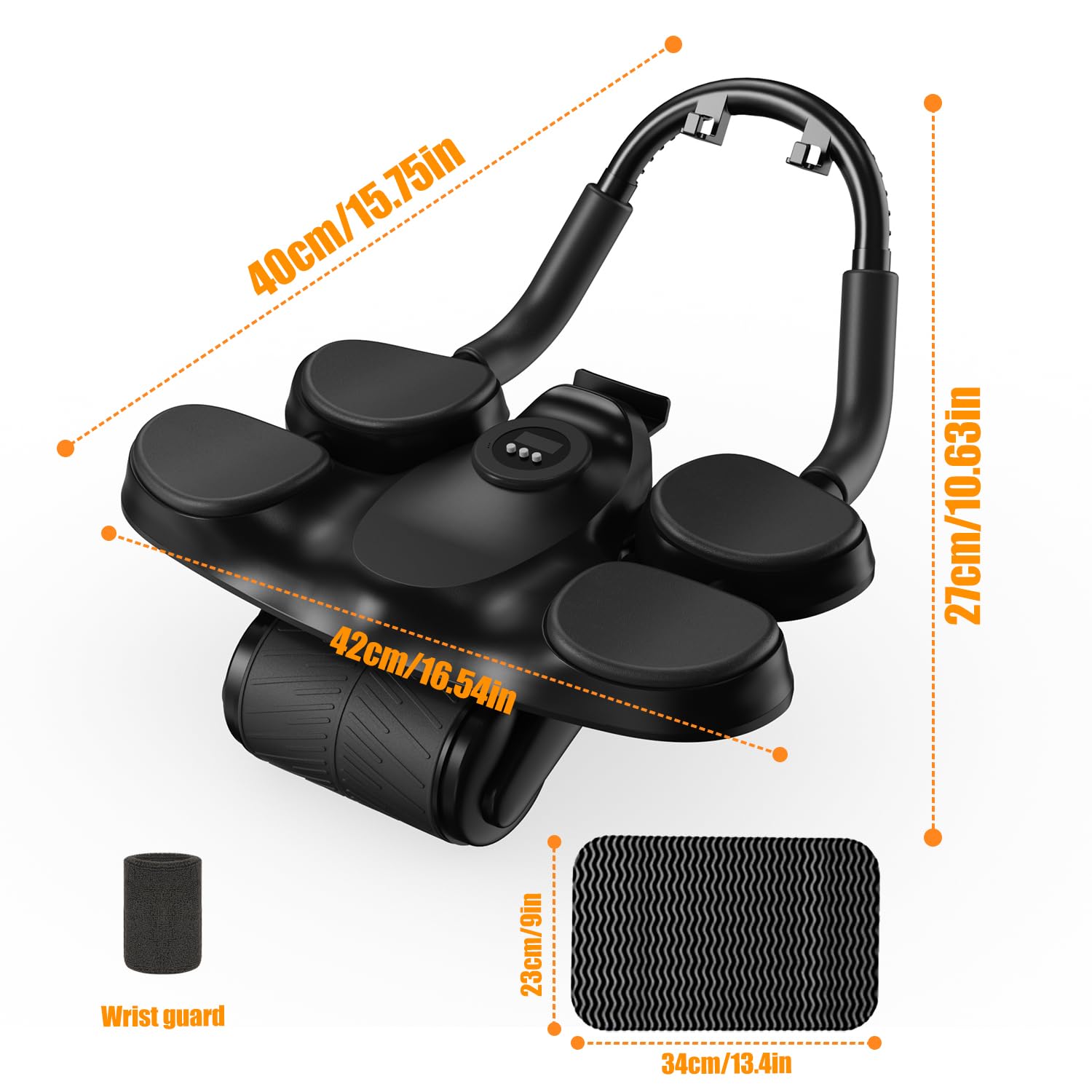 WLZP Automatic Rebound Ab Roller Wheel with Timer and Elbow Support