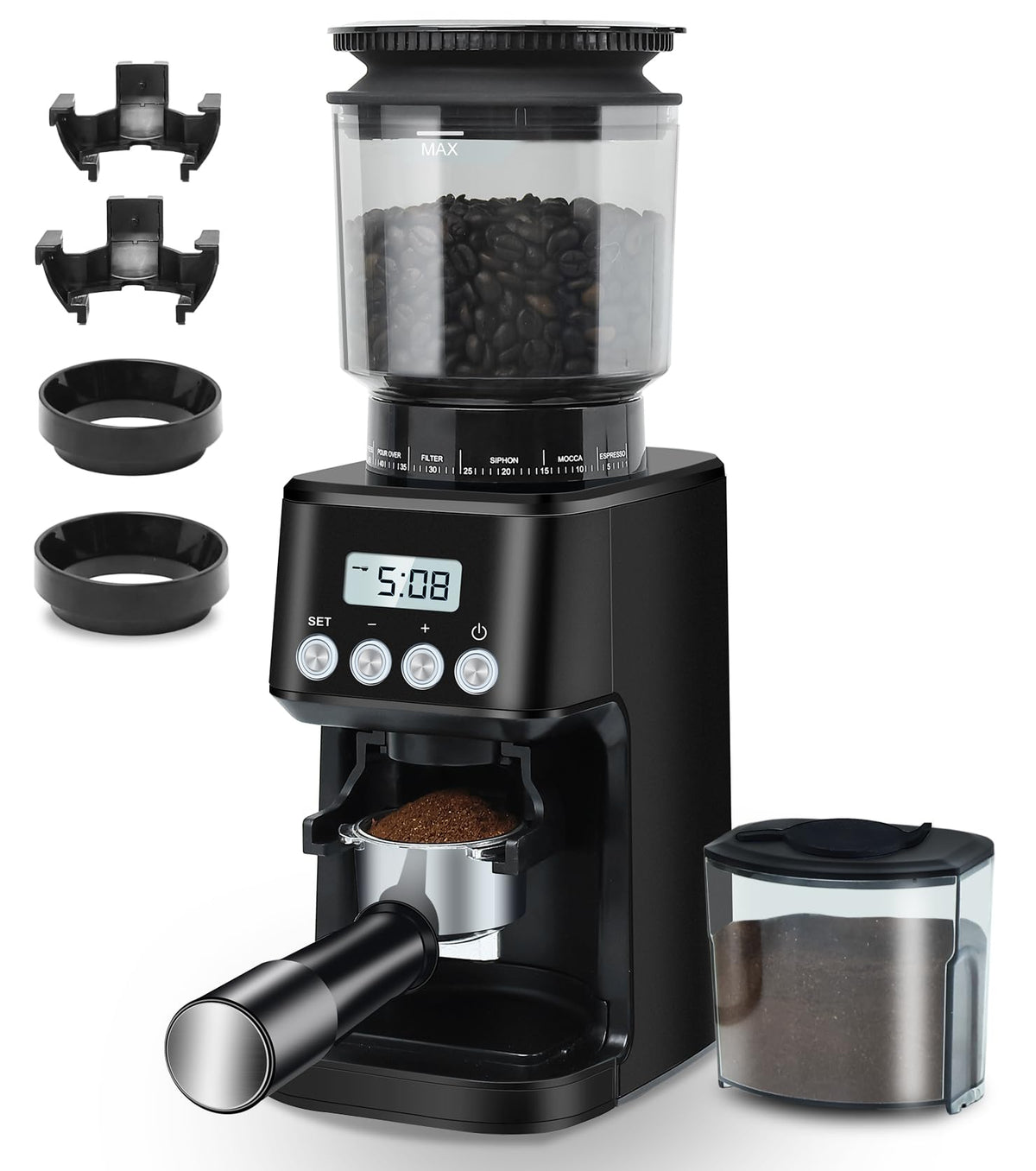 Homtone Conical Burr Coffee Grinder - 51 Grind Settings, Anti-Static