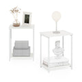 Furinno SIMPLISTIC Side Table Set of 2, 2-Tier Metal Frame End Table with Open Shelf, Night Stand, Bedside Table, for Living Room, Bedroom, White - image 1