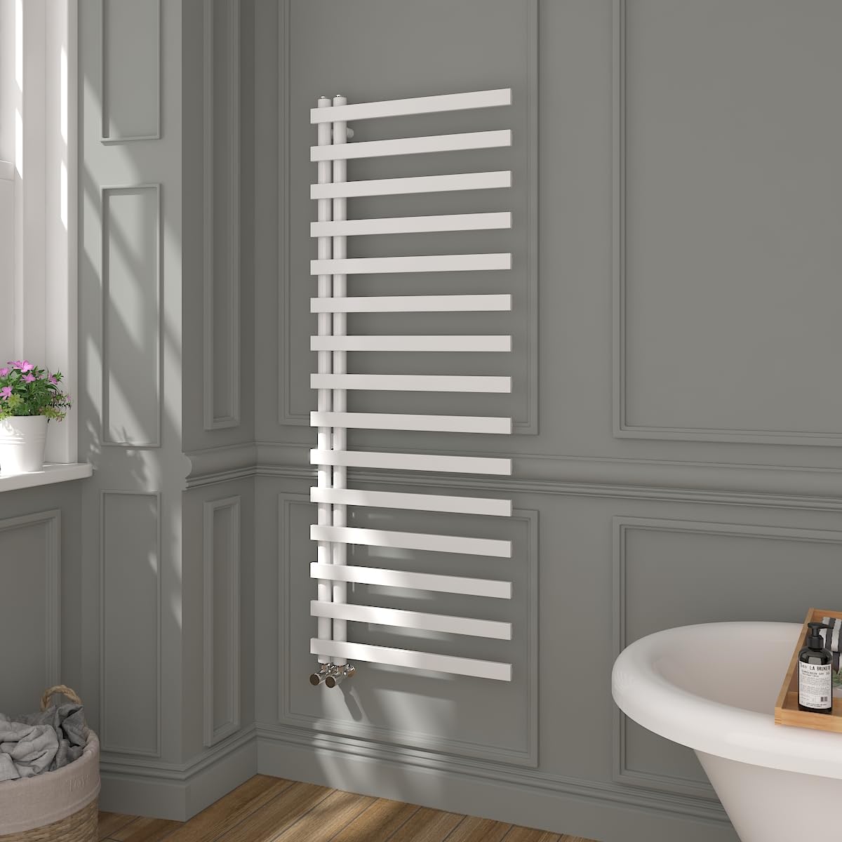 Warmehaus Minimalist Bathroom Heated Warming Towel Rail 1600x600mm White - image 1
