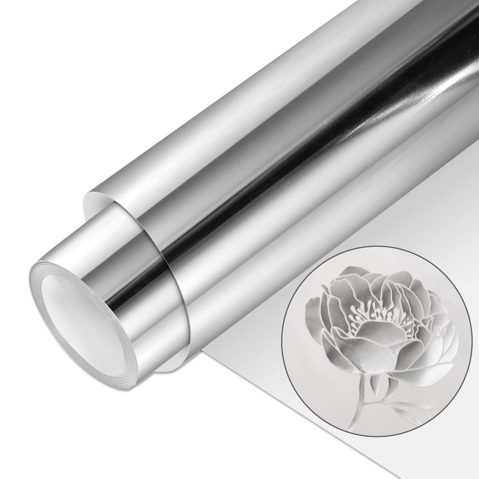 VINYL FROG Metallic HTV Roll – Silver PU Heat Transfer Vinyl, 12" x 5ft