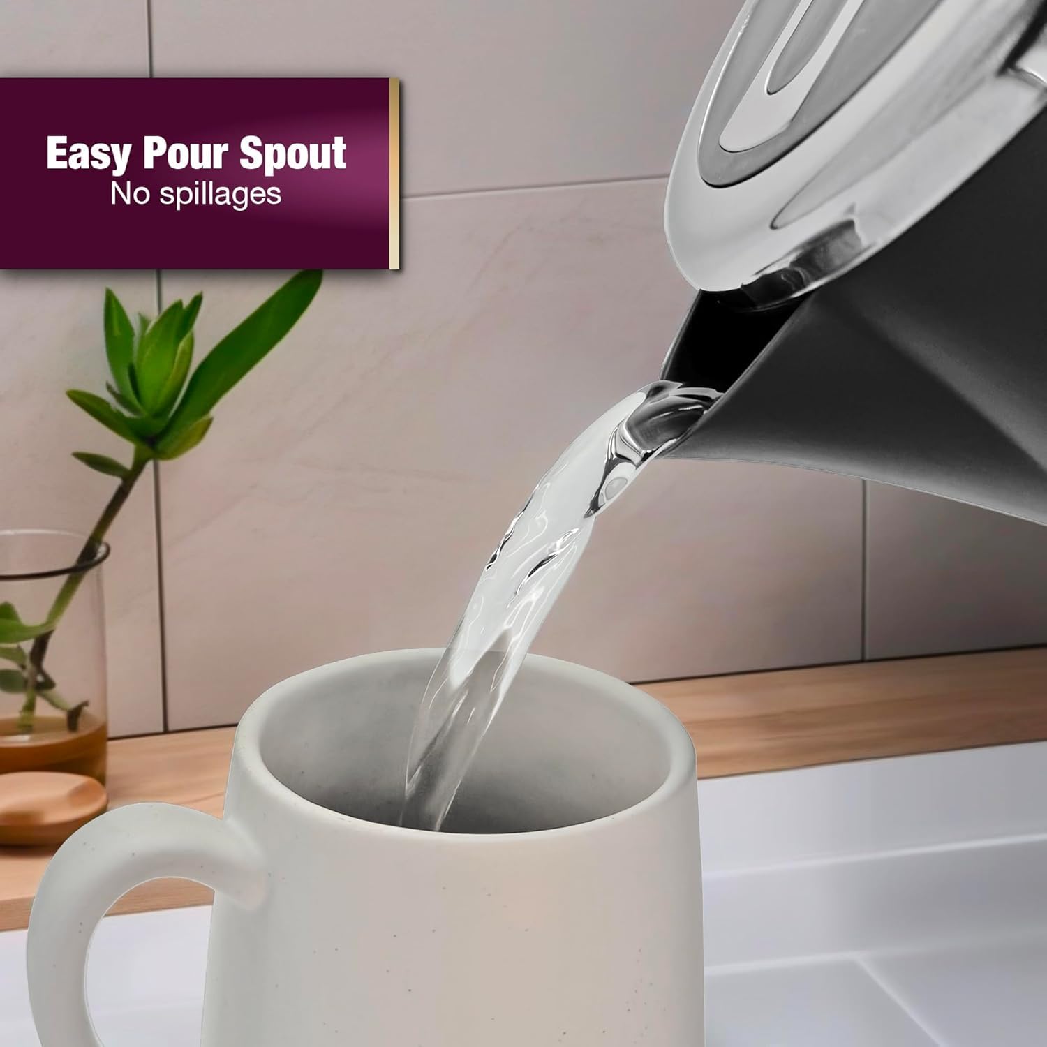 Andrew James Lumiglo Electric Kettle | 1.7L Rapid Boil Cordless - Black