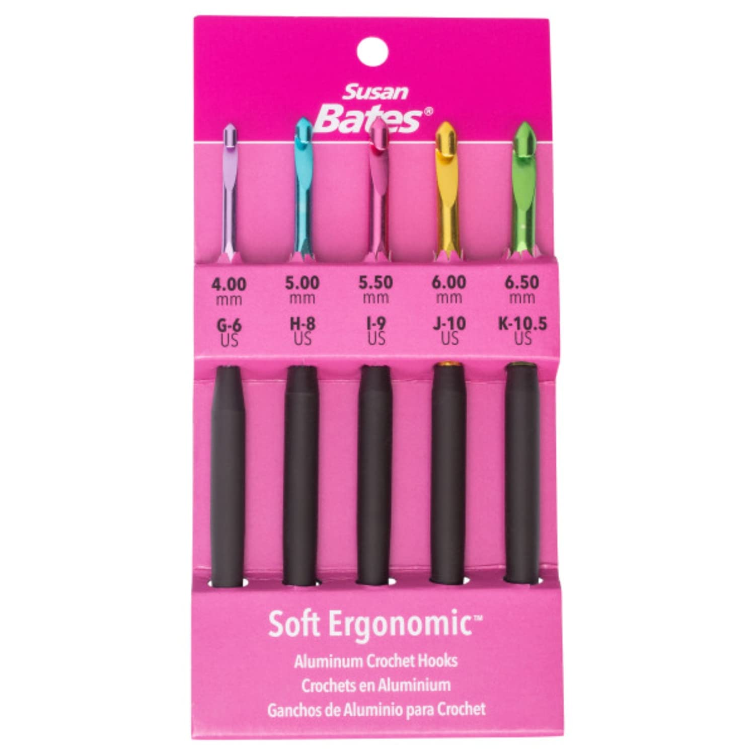 Susan Bates Silvalume Soft Ergonomic Crochet Hook Set - 5 Sizes