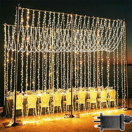 Jolof Store 600 LED Curtain Fairy Lights | 6m x 3m Waterproof Warm White