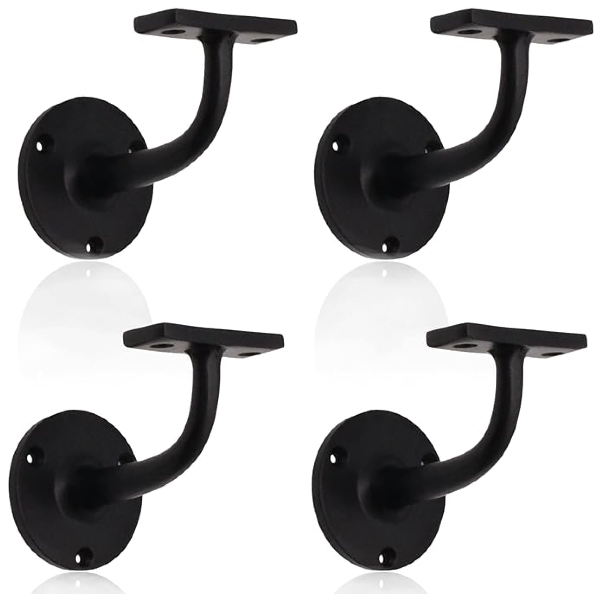 Jolof Store Matt Black Handrail Brackets for Stair Bannisters – 4 Pack