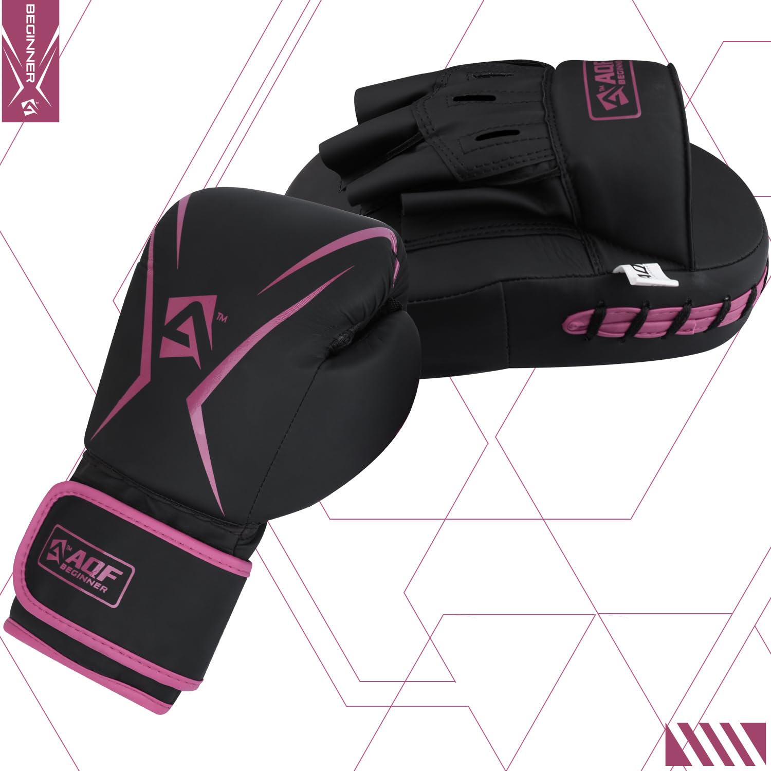 AQF Kids Boxing Gloves and Pads Set | Faux Leather MMA Training Gear