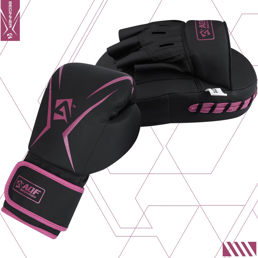 AQF Kids Boxing Gloves and Pads Set | Junior MMA & Kickboxing Training Gear