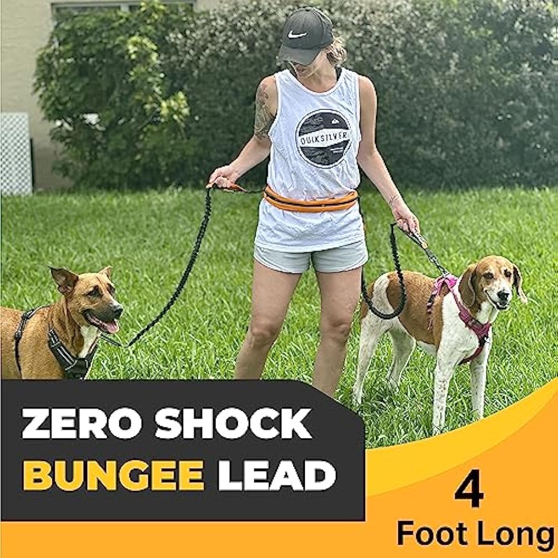 Barkswell Hands Free Double Dog Lead | Reflective Running Belt for 2 Dogs