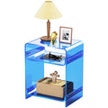 solaround Acrylic Side Table | 3-Tier Modern Nightstand - Blue