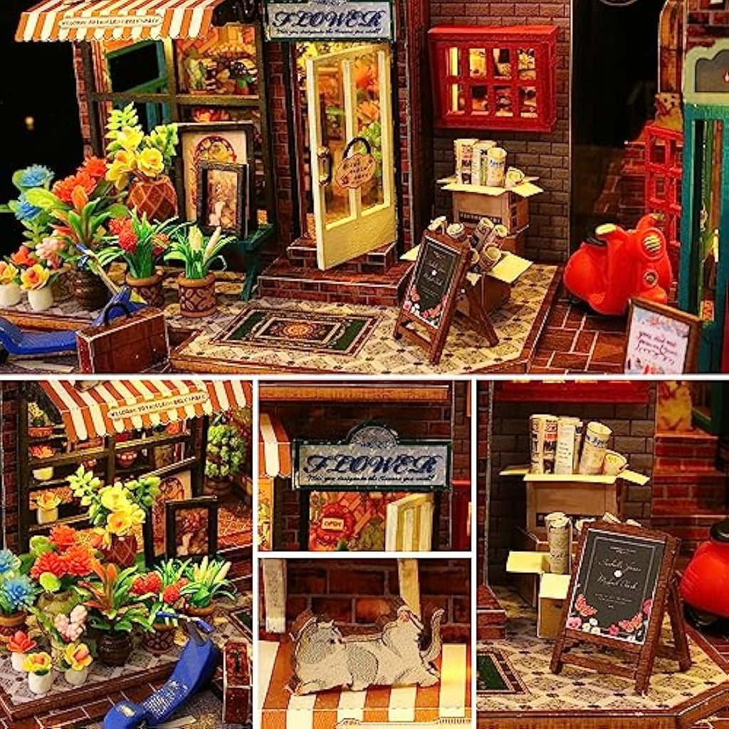 Spilay DIY Miniature Dollhouse Kit - 1:24 Scale Wooden House with Dust Cover