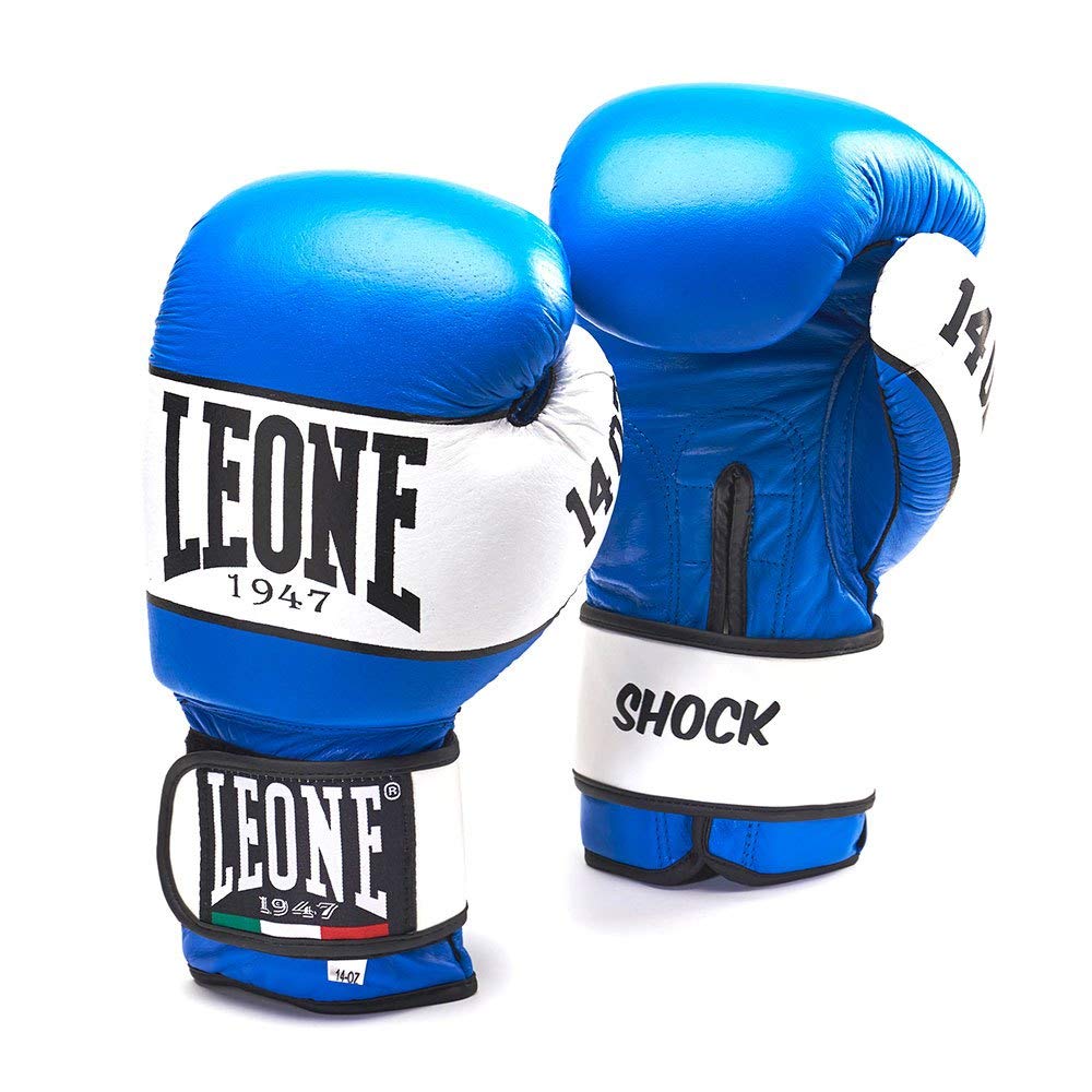 Leone 1947 Shock Boxing Gloves – Blue Leather Sparring Gear – 12 oz