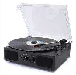 Hernido 3-Speed Belt-Driven Vinyl Record Player with Bluetooth – Black