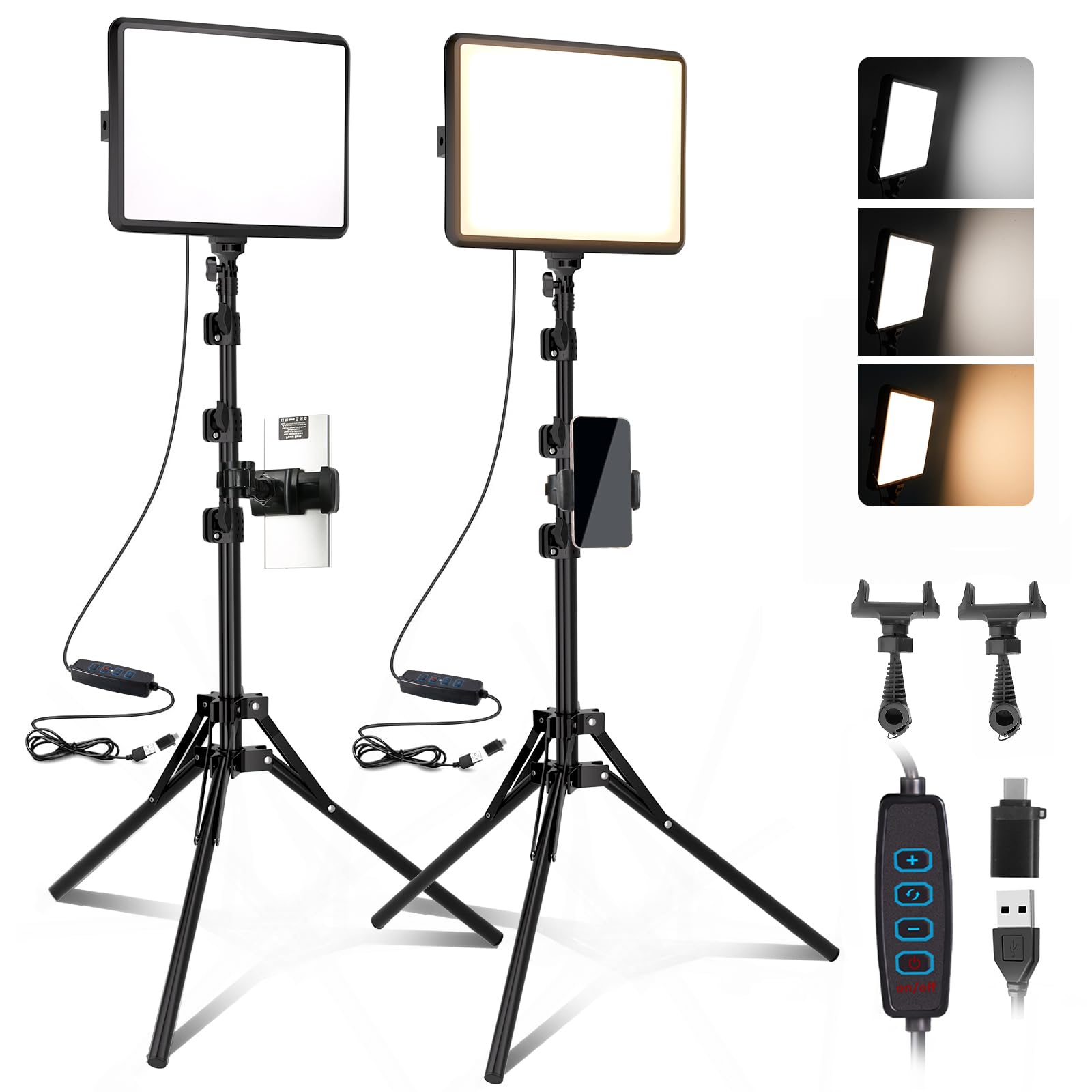NiceVeedi 2-Pack LED Photography Lighting Kit with 160cm Tripod Stand