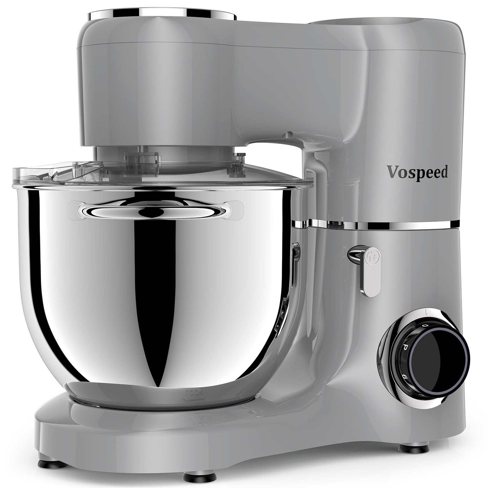 Vospeed 8L Electric Stand Mixer with Stainless Steel Bowl - Grey