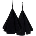 VIVOTE 2-Piece Round Microfibre Hand Towels with Hanging Loops – Black
