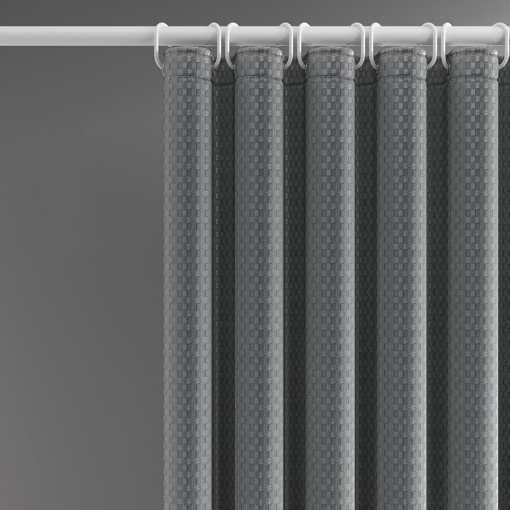 Lkw Ogechi Grey Waffle Weave Shower Curtain – Extra Wide Waterproof Polyester