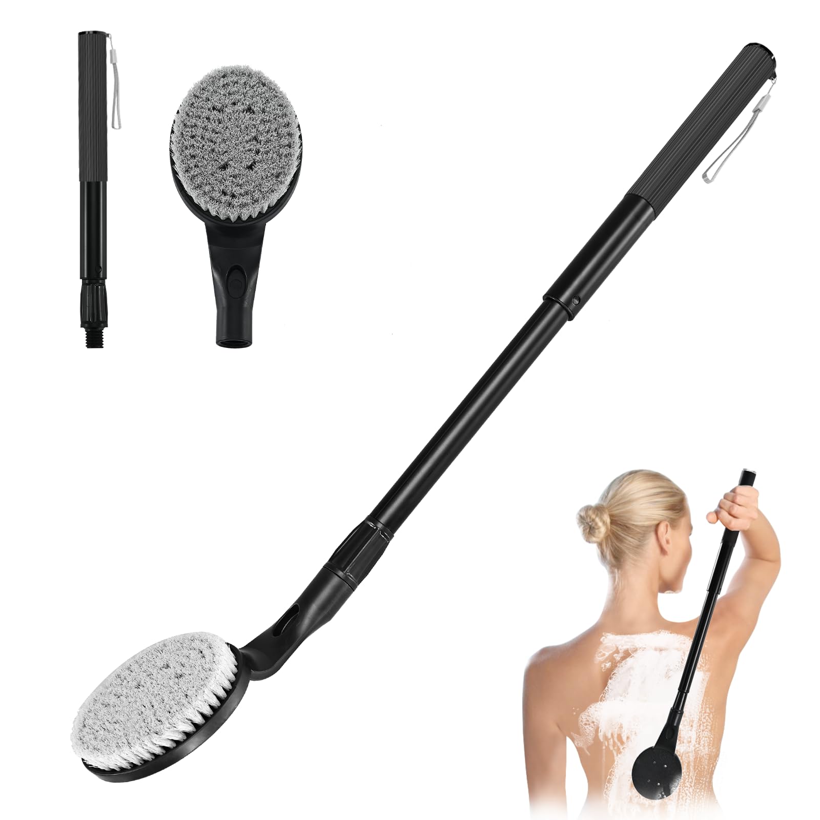 Gobiteli Back Scrubber for Shower – 25" Adjustable Long Handle Brush